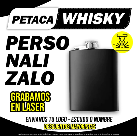 Petaca Negra acero Personalizada