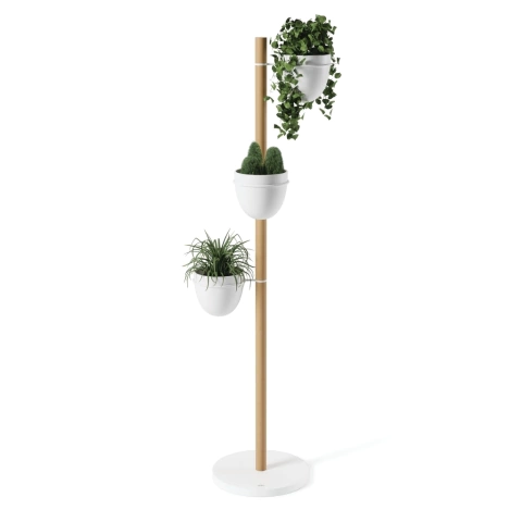Coluna Botânica Floristand Madeira Natural/Branco