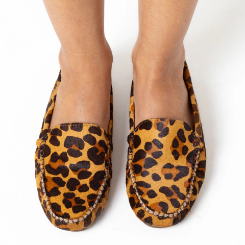 MOCASSIM LENA LEOPARDO COURO AZZULI