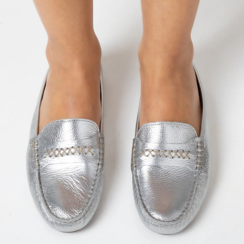 MOCASSIM MULE PRISCILA PRATA COURO AZZULI