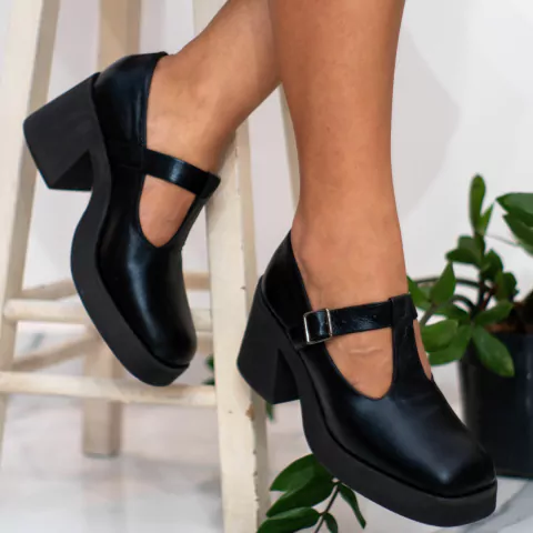 SAPATO SALTO PLATAFORMA EUGÊNIA PRETO COURO AZZULI