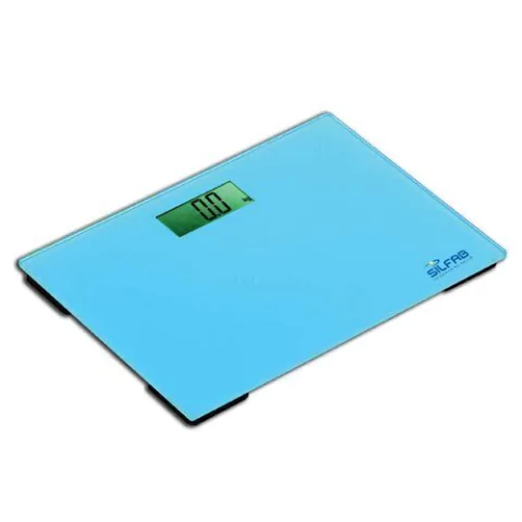 Balanza electrónica con vidrio turquesa