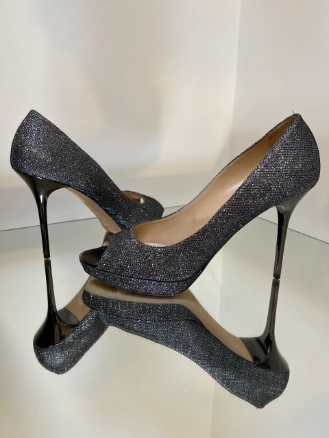 Sapato Jimmy Choo Lame Chumbo 38/5BR