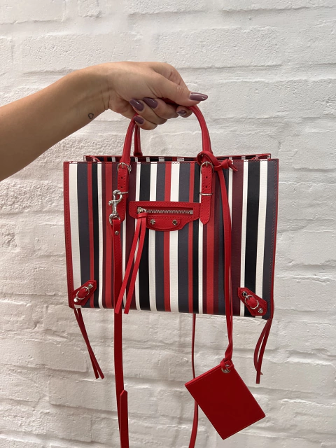 Bolsa Balenciaga Papier B4 Striped Zip-Around