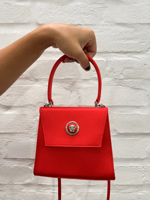 Bolsa Versace Couture Red Convertible Crystal Medusa Evening