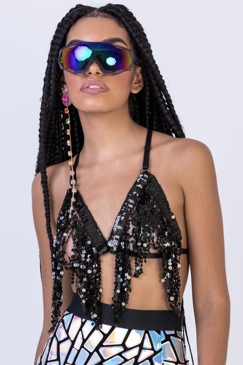 TOP HARNESS FRANJA PRETO