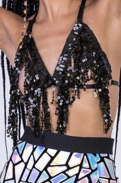 TOP HARNESS FRANJA PRETO - comprar online