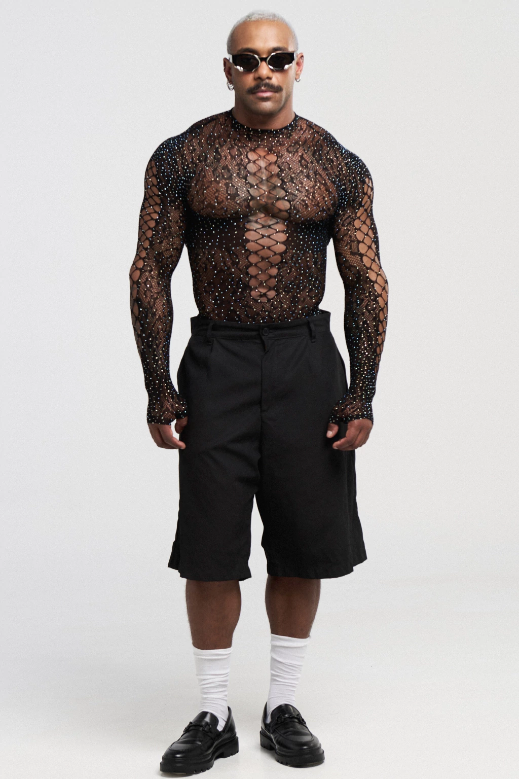 BODY ML VAZADO MEIO HOTFIX PRETO