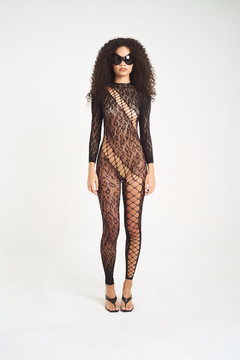 CATSUIT VAZADO DIAGONAL ML PRETO na internet