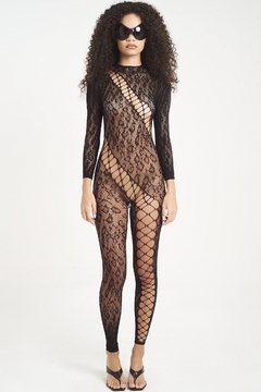 CATSUIT VAZADO DIAGONAL ML PRETO