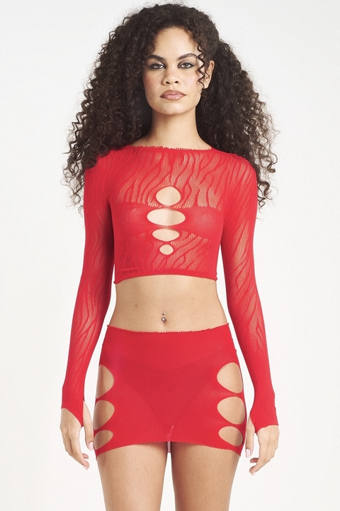 CONJUNTO TOP SAIA VERMELHO