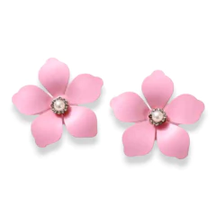 Aros Flor Rosa Pastel