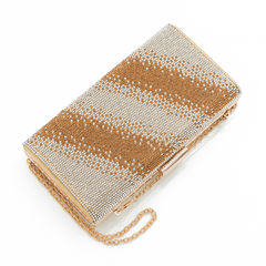 Cartera Clutch Strass Diagonal Dorada