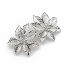 Aros Flor Irregular Plateada
