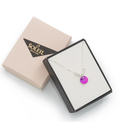 Collar Circulo Cristal Fucsia