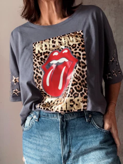 Maxiremera stones gold & print - Natalia Dubinsky Customizacion de prendas y Objetos