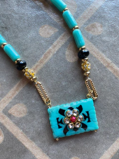 Image of Collar vintage aqua art 422