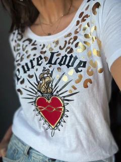 Remera Pure Love print gold - buy online