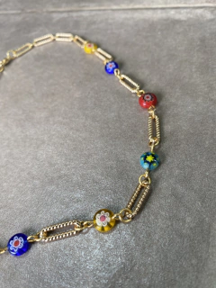 Collar Mux murano y eslabon labrado art 437