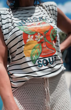 Remera rayada hombreras wiskey sour - comprar online