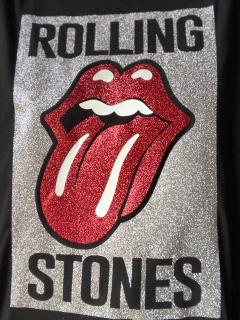 Remera Rolling Stones glitter - Natalia Dubinsky Customizacion de prendas y Objetos