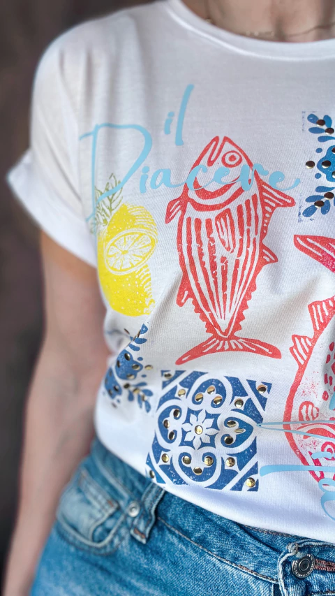 Remera Manga china Il piacere serigrafia