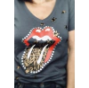 Remera Stones print tachas grey
