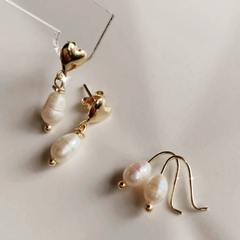 aros perla de río & gold filled