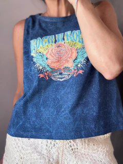 Musculosa washed Rock & Roll DTF - comprar online