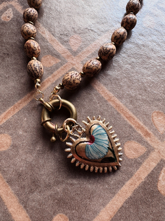 Collar semillas oval y dije corazón art N114 en internet