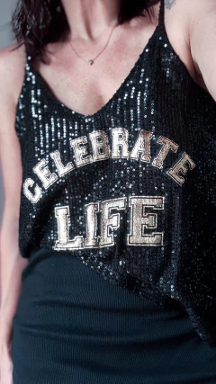 Top glam lentejuelas Celebrate Life - tienda online