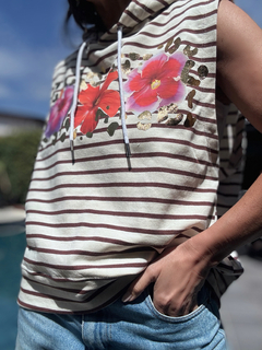 Chaleco rayado hawaii - Natalia Dubinsky Customizacion de prendas y Objetos