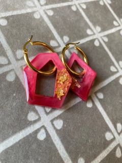 argollas con piezas de resina art 187 - comprar online