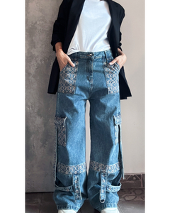 Denim cargo monograma