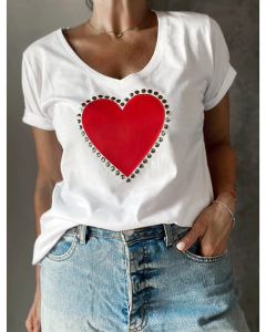 Remera Cuore tachas PLATEADAS o DORADAS - comprar online