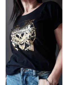Remera Guns and roses foil calavera