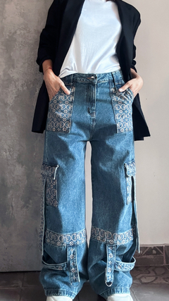 Denim cargo monograma - comprar online