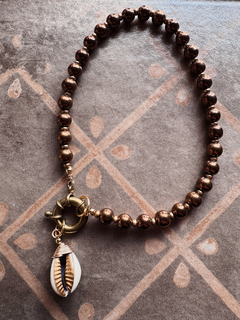 Collar perlas de Vidrio y buzio art N115