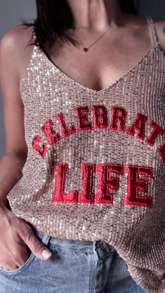 Top glam lentejuelas Celebrate Life - comprar online