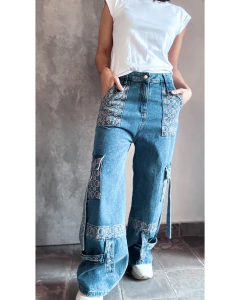 Denim cargo monograma