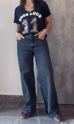 Wide leg Denim Stone black - Natalia Dubinsky Customizacion de prendas y Objetos