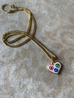 Cadena dijesito corazon con resina art 156 - Natalia Dubinsky Customizacion de prendas y Objetos