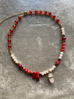 Collar mix coral y cuarzo art 360