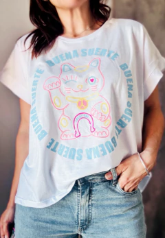 Remera manga china lucky cat pastel en internet