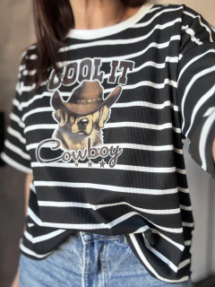Remera rayada morley estampa - Natalia Dubinsky Customizacion de prendas y Objetos