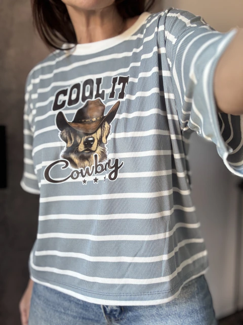 Remera rayada morley estampa - Natalia Dubinsky Customizacion de prendas y Objetos