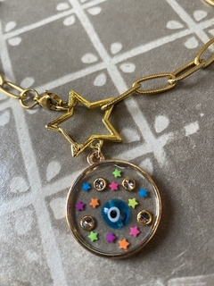 Cadena eslabon paper clip labrado mas cierre estrella y bisel con ojo art 454 - comprar online
