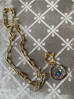 Cadena eslabon paper clip labrado mas cierre estrella y bisel con ojo art 454 - tienda online