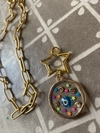 Cadena eslabon paper clip labrado mas cierre estrella y bisel con ojo art 454