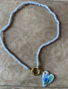 Collar Santorini Blue light big heart art 472